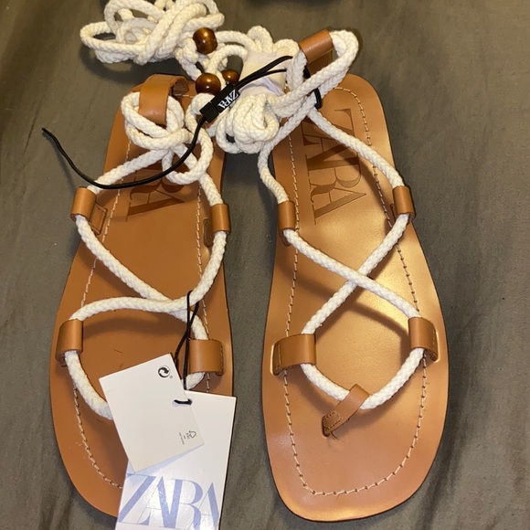 Zara Low rope sandals brown